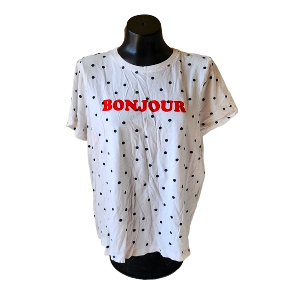 Forever 21 Tops - FOREVER 21+ Bonjour Red Black White Polka Dot Tee Shirt Sz. 2XL